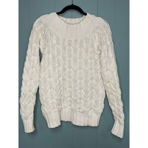 Vineyard Vines Cable Knit Cotton Sweater‎ Women's Size M Crew Neck Long Sleeve